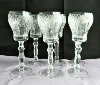 Set Of 6 Elegant Cut Crystal Wine Glasses Star & Pineapple Pattern