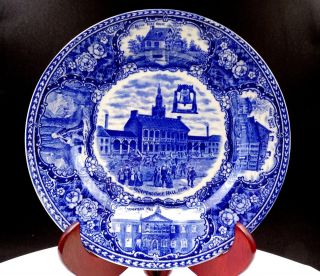 Staffordshire British Anchor Flow Blue Independence Hall 9 " Cabinet Plate