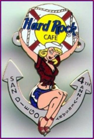 Hard Rock Cafe San Diego 2002 4th Anniversary Pin Sexy Girl On Anchor Hrc 13528
