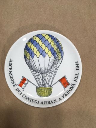 Palloni Piero Fornasetti Milano Italy Ascension 1846 Hot Air Balloon Coaster 4”