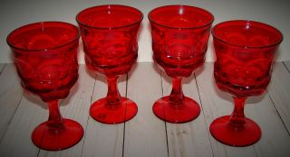 Set Of 4 Fostoria Argus Ruby Red Water Goblet Glasses