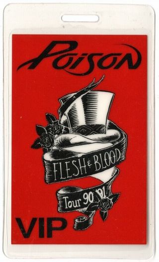 Poison Authentic 1990 Concert Laminated Backstage Pass Flesh And Blood Tour Vip