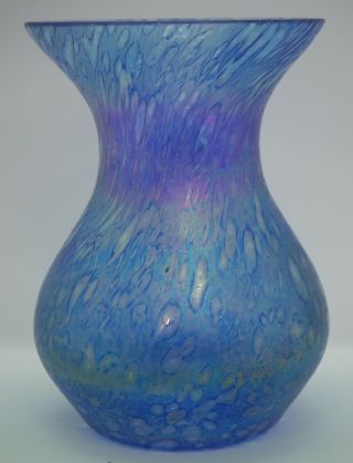 Georgeous Heron Glass Iridescent Blue Lustre Vase