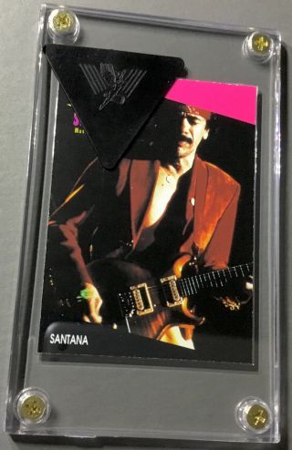 Carlos Santana Superstar Card 230 / Official Black “angel” Guitar Pick Display