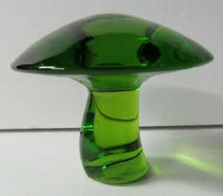 Vintage Viking Green Glass Mushroom 3 1/4 "