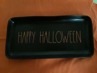Rae Dunn Black W/ Orange Happy Halloween Large Platter Tray 14 - 1/2 " X 7 "