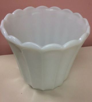 Hazel Atlas Continental Can Co Milk Glass Paneled Fluted Scalloped Planter Vase