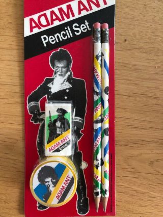 Adam Ant Official Vintage Pencil Set With Stand & Deliver Eraser