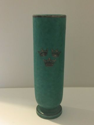 Gustavsberg Argenta 1029 Ii Sweden Green Vase Crown Decoration 5 7/8 "