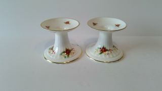 Royal Albert Candlesticks Poinsettia Pattern Vintage Fine China Hand Painted