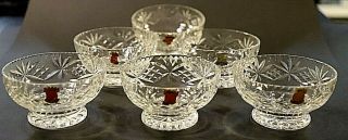 Set Of 6 Vintage Conquest English Hand Cut Crystal Desert Dishes