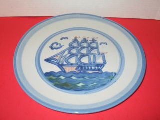 M.  A.  Hadley Stoneware Ship & Whale 11 " Dinner Plate & 7 3/4 " Salad Plate