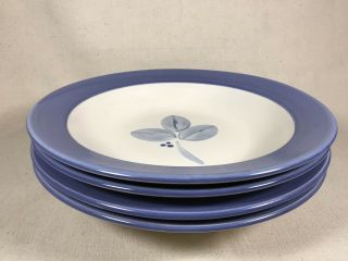Four (4) PFALTZGRAFF VILLA FLORA Blue Rim Soup Pasta Bowls Hand - Painted 10.  25” 2