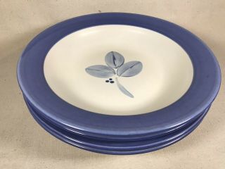 Four (4) PFALTZGRAFF VILLA FLORA Blue Rim Soup Pasta Bowls Hand - Painted 10.  25” 3