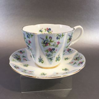 Royal Albert Debutante Romance Blue Bone China Tea Cup Saucer England Teacup