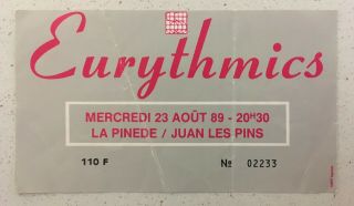 Eurythmics Rare French Concert Ticket World Revival 1989 Annie Lennox