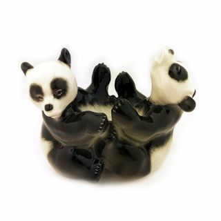 Pandas Lomonosov Porcelain Figurine Two Bears 4 1/8 Inches Long