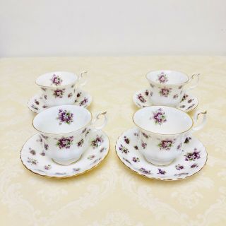Royal Albert Sweet Violets Teacups And Saucers (set Of 4)