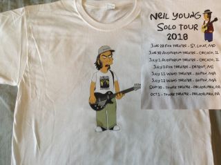 Neil Young Solo Tour 2018 T - Shirt Simpsons Detroit Chicago Boston Philadelphia