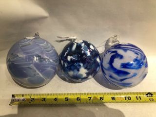 Hand Blown Studio Glass Orb Ornament Garden Decor 1 To 3 Available Blue