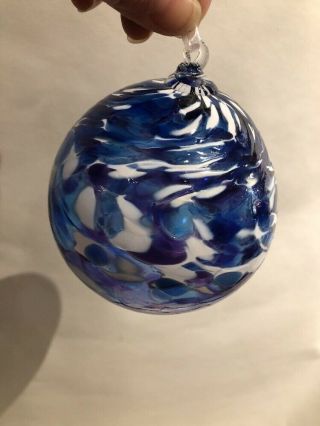 Hand Blown Studio Glass Orb Ornament Garden Decor 1 to 3 Available Blue 6
