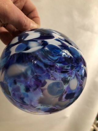 Hand Blown Studio Glass Orb Ornament Garden Decor 1 to 3 Available Blue 7