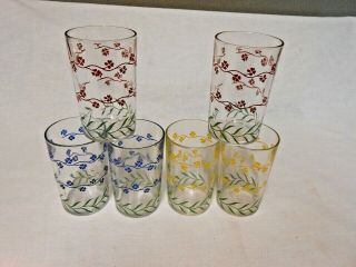 Set Of 6 Vintage Swanky Swig Juice Glasses (forget Me Knot) Pattern Colorful