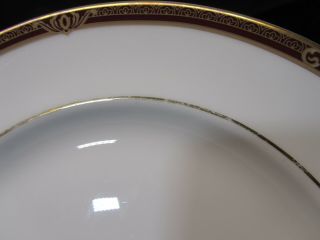 Set of 3 Vintage 1996 Royal Doulton TENNYSON Burgundy Gold Dinner Plate 10 - 5/8 