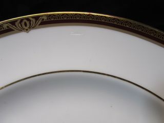 Set of 3 Vintage 1996 Royal Doulton TENNYSON Burgundy Gold Dinner Plate 10 - 5/8 
