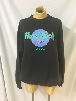 Vintage Hard Rock Cafe Sweatshirt Size Xl Black Crew Neck Atlanta