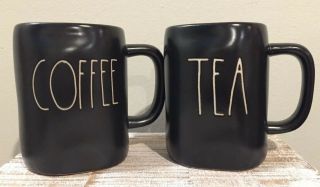 Rae Dunn By Magenta Black Coffee & Tea Mug Large Letters,  Htf