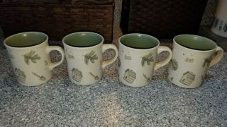 Pfaltzgraff Naturewood Stoneware Coffee Mugs Set Of 4