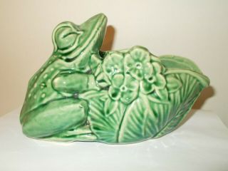Vintage Mccoy 1951 Frog Planter Green Pottery Vase (marked Mccoy)