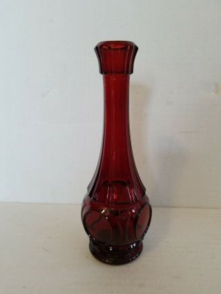 Ruby Red Wheaton Glass Bullseye Bud Vase 9 1/4 Inch Tall Vintage Glassware