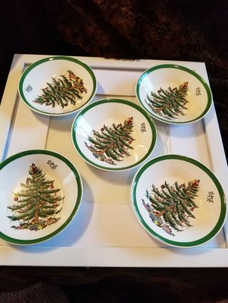Spode Christmas Tree 5 " Saucer/bowl Set Of 5