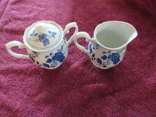 Royal Meissen Japan Blue White Sugar Bowl With Lid And Creamer