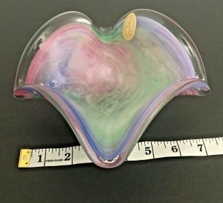 VINTAGE MURANO ART GLASS BOWL CANDY DISH IN PASTELS ITALY 5