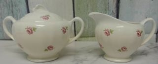 Vintage J&g Meakin Sol W/ Roses Sugar Bowl And Creamer Made In England