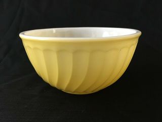 Vintage Fire King Rainbow Pastel Yellow 8” Swirl Glass Mixing Bowl