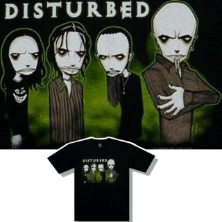 Disturbed Glow In The Dark Cartoon Band Image Munk One T Shirt Xl