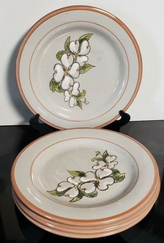 Set Of 4 Louisville Pottery 11” Dogwood Dinner Plates