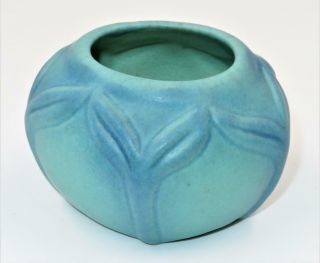 Van Briggle Art Pottery Ming Blue Turquoise Small Leaf Bowl Or Vase