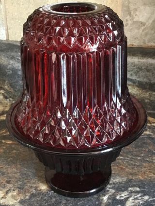 Vintage Indiana Glass Ruby Red Diamond Point Candle Lamp Fairy Light