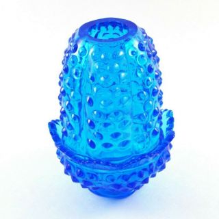 Vintage Fenton Hobnail Blue Glass Fairy Light Lamp Collectible Glass 4.  5 " Tall