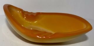 VTG Mid Century Modernist L.  E.  SMITH Orange Bittersweet Slag Glass Ashtray 3