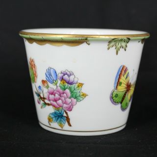 Herend Hungary Porcelain Hand - Painted Green Floral Planter with Saucer 7