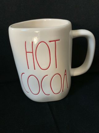 Rae Dunn Hot Cocoa Mug White Ceramic Coffee Mug W/ Red Ll Lettering Christmas