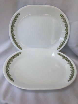 Vintage Retired Corelle Spring Blossom Green Crazy Daisy - Two 12 " Platters