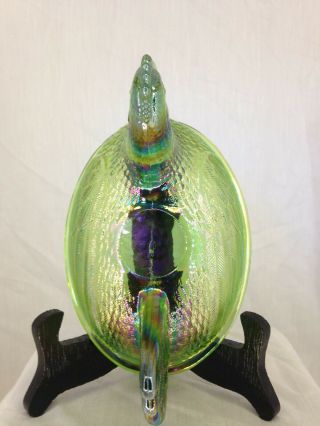 Indiana 7 Inch Lime/Emerald Green Carnival Hen On Nest Glass Covered Candy Dish 5