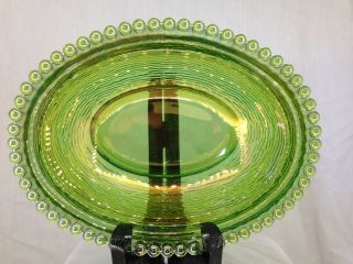 Indiana 7 Inch Lime/Emerald Green Carnival Hen On Nest Glass Covered Candy Dish 8